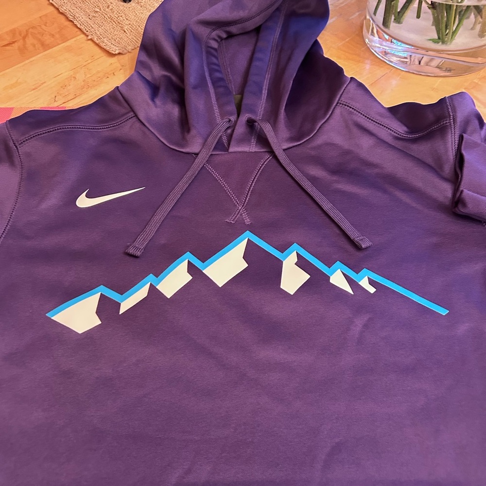 Utah jazz Nike Purple Hoodie with Blue Mountain Design